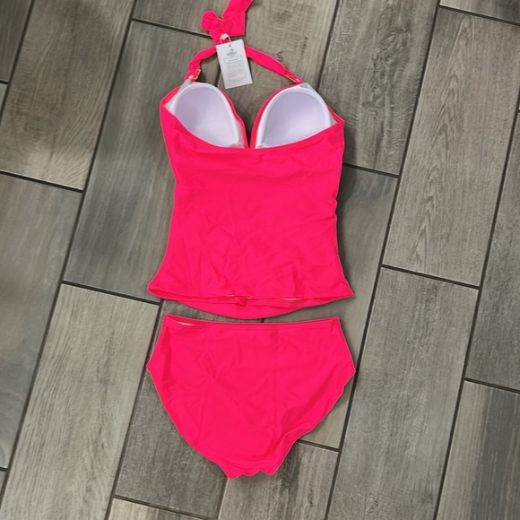 B2prity Women's Mint Halter Tankini Swimsuit Tummy Control Two Piece Suit V Neck - Picture 5 of 6